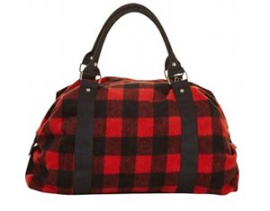 Shopping : Sac bowling rouge imprimé écossais 