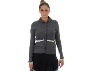 Shopping : Cardigan capuche poches dentelle gris, MOLLY BRACKEN