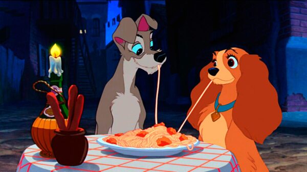 la belle et le clochard sc&egrave;ne spaguettis reprise